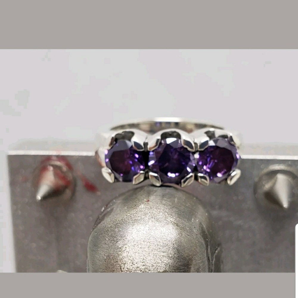 Sterling silver ring, synthetic amethyst new